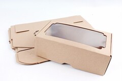 Коробка-трансформер/складная с окном, Крафт 12*23*8 см, 1 шт.