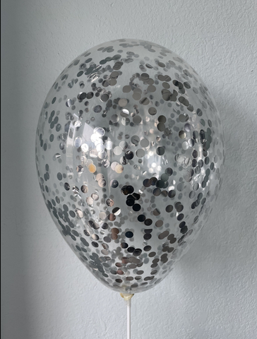 Шар с конфетти, серебро круг 0.5см 12"