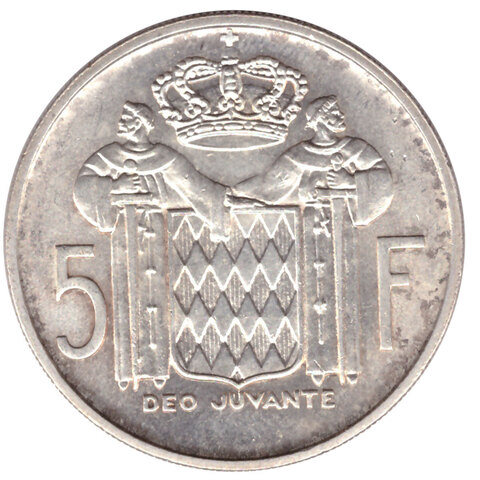 5 франков 1960 год. Монако (Ренье III) XF-AU. Серебро