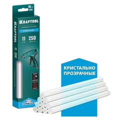 KRAFTOOL Cristal, 11 х 250 мм, 10 шт, кристально прозрачные, клеевые стержни (06846-10)
