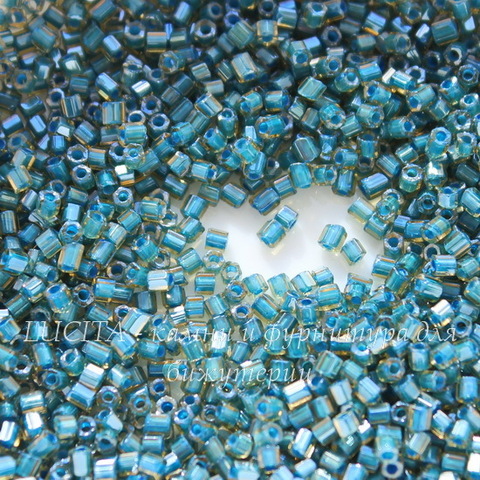 11022 Бисер Preciosa рубка 10/0, прозрачный янтарный с голубым центром