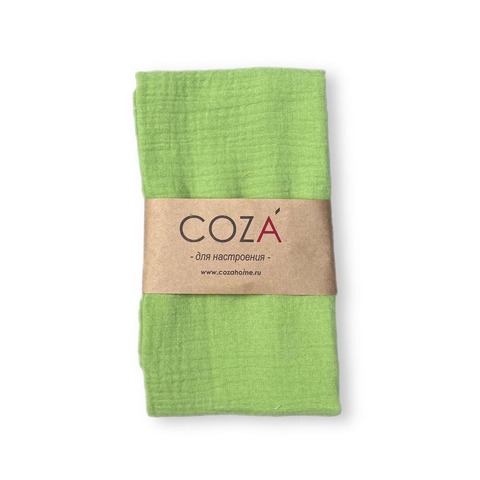 Полотенце COZA, однотон, зелёный фон; муслин, 100% хлопок, размер 45х65 см