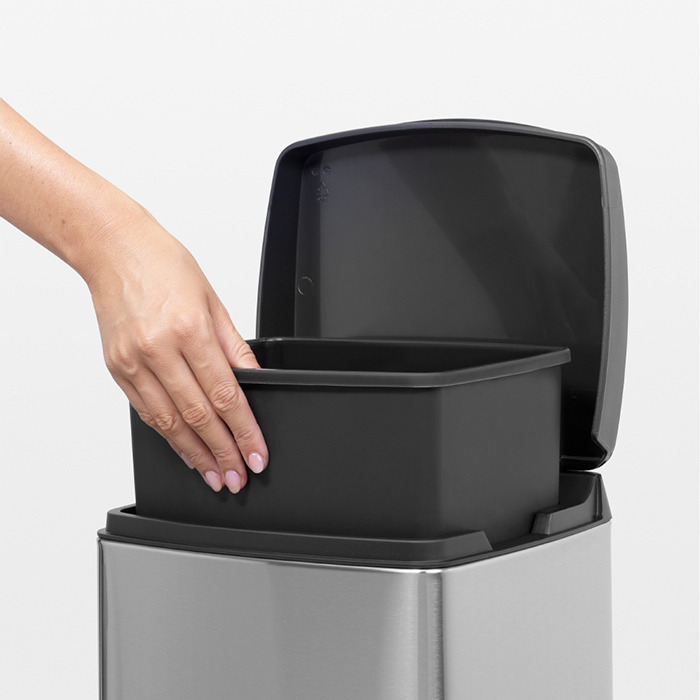 Прямоугольный мусорный бак  (10л), Стальной матовый (FPP), арт. 461804 - фото 2