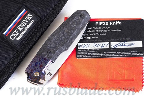 CKF/Philippe Jourget collab FIF20Ti Zi (M390, ZircuTi bolster/clip, cool CF, Ti) 