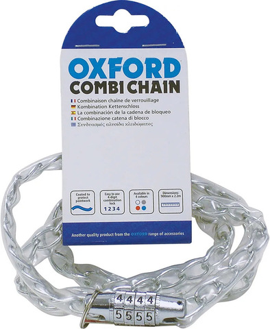 Картинка замок велосипедный Oxford Combi Chain Замок цепной кодовый серый  - 1