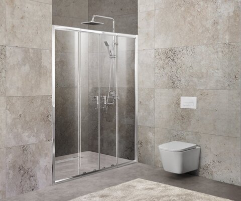 BelBagno UNIQUE-BF-2-150/180-M-Cr Дверь в проём с двумя раздвижными дверьми. Стекло 5 мм, матовое, хром