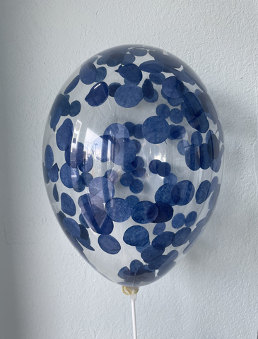 Шар с конфетти, темно-синий круг 3см 12"