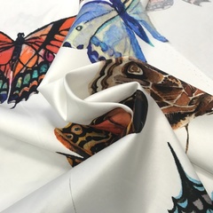 Ткань хлопок сатин  с эластаном с большими бабочками 2053