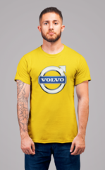 Мужская футболка с принтом Вольво (Volvo) желтая 003