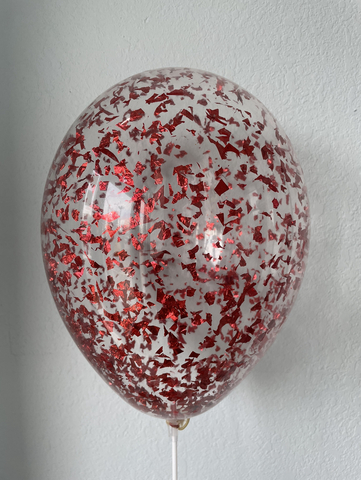 Шар с конфетти, красный стружка 12"