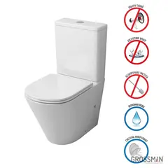 Унитаз - компакт Grossman GR-4450SQ Tornado безободковый с тонким сиденьем (605x380x825)