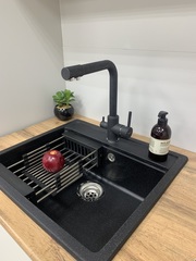 Смеситель для кухни с выходом для питьевой воды цвет черный Accoona A5179-4F