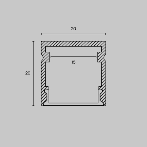 Алюминиевый профиль Maytoni накладной 20×20 (Серебро, 2 м), ALM-2020-S-2M