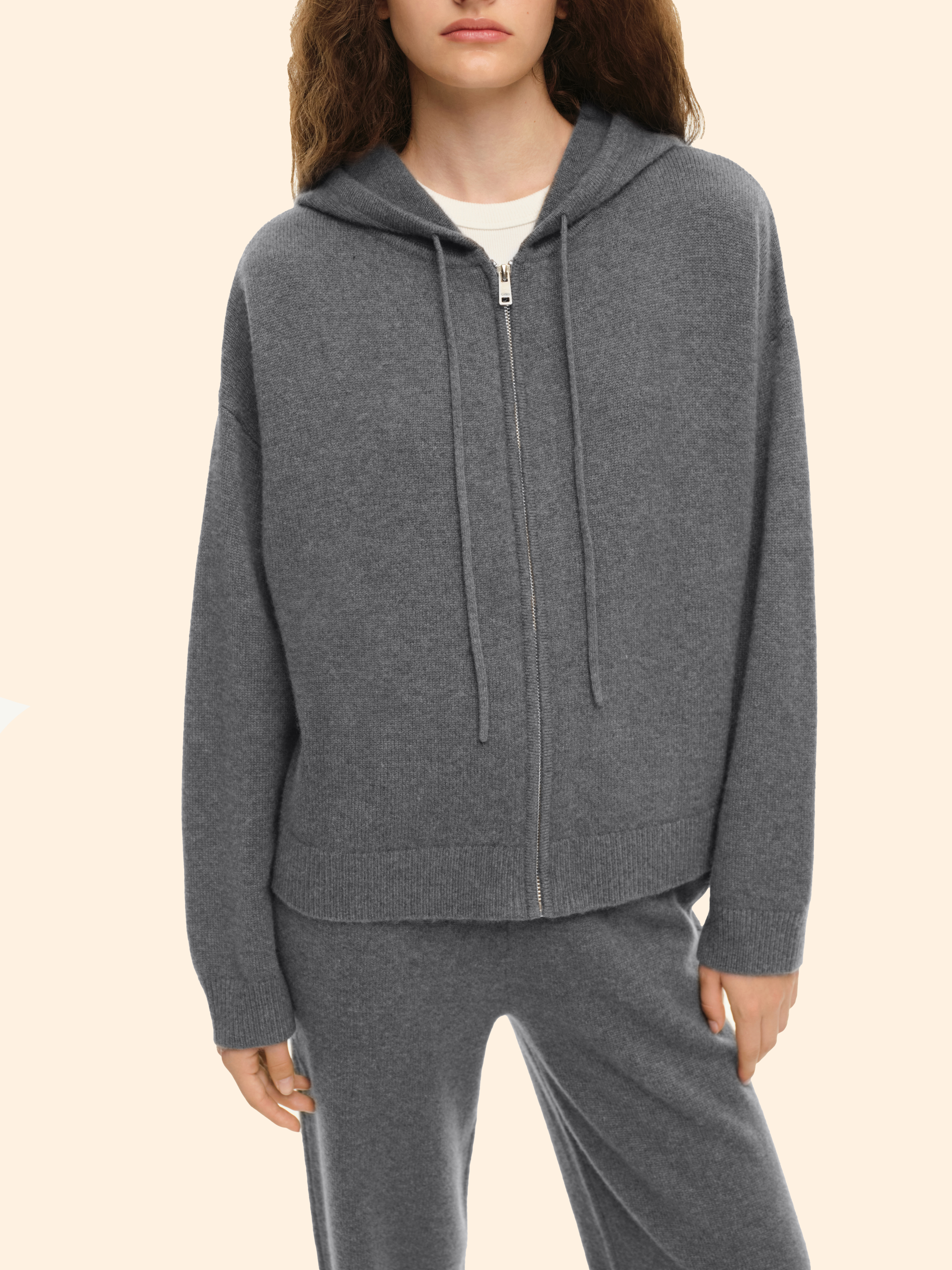 Худи из кашемира ((Ничего лишнего)), серый