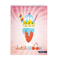 
          Скетчбук А5 60л., "Ice cream", 100 г/м2, Alingar, гребень, мелованный картон,, жёсткая подложка, офсет