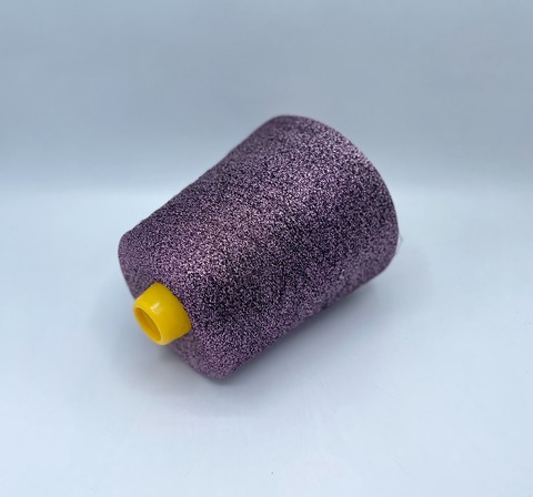 Бобинная пряжа, Miky 2300м, 64% Вискоза, 36% Полиэстер(Люрекс), Черный+розовый(9h7), 37106