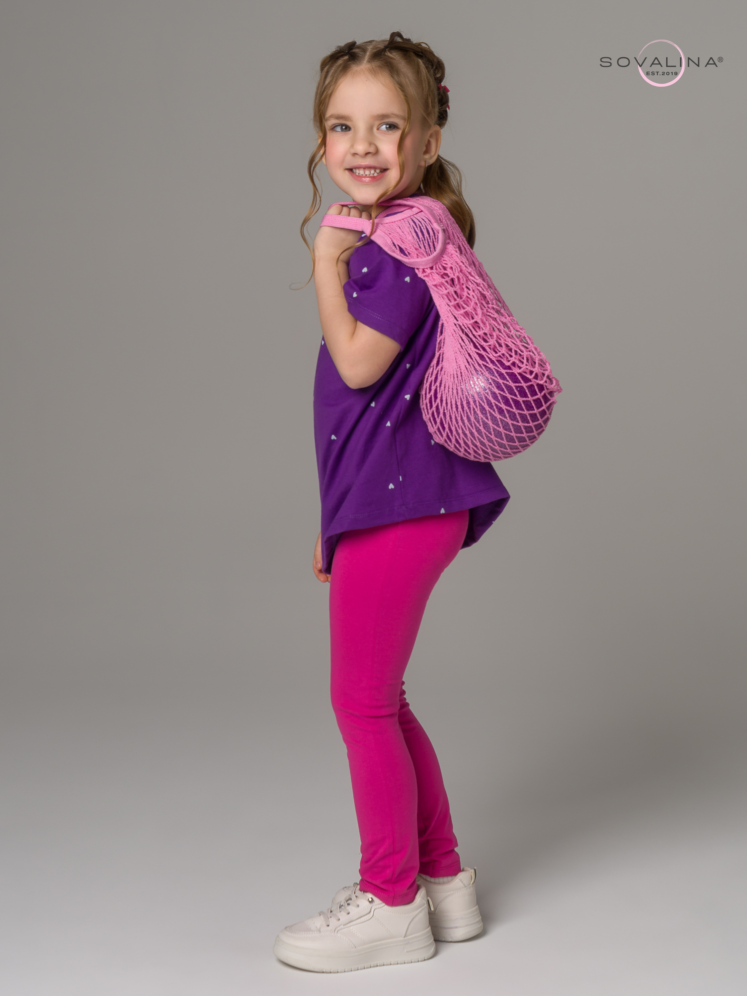 Костюм Мун сердечки фиолет-фуксия