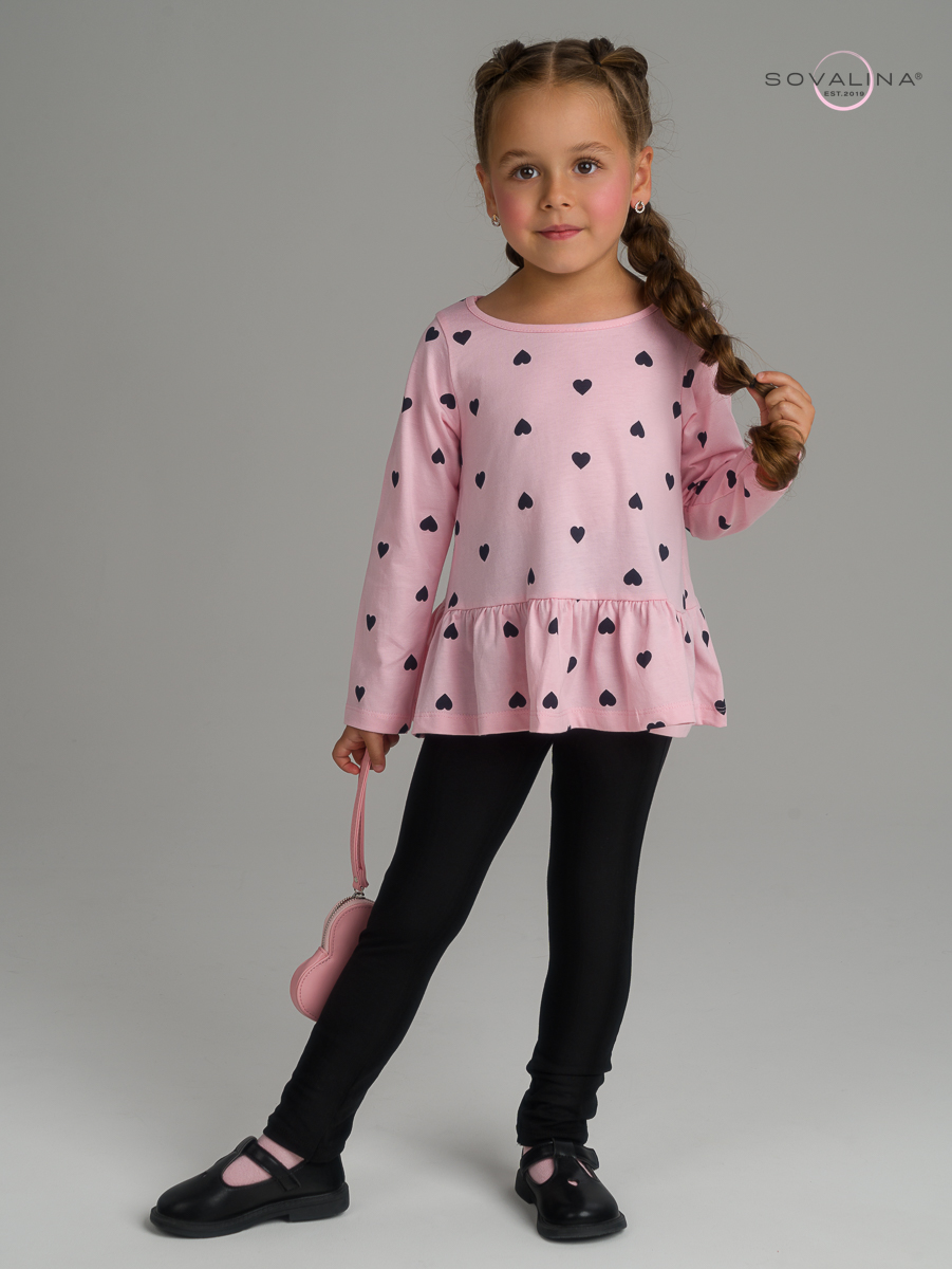 Костюм Алиса черные сердечки на розовом-черная
