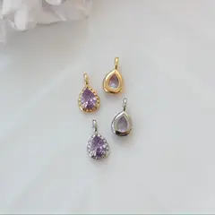 Подвеска Капля с сиреневым фианитом, 15*8 мм, родий, П422