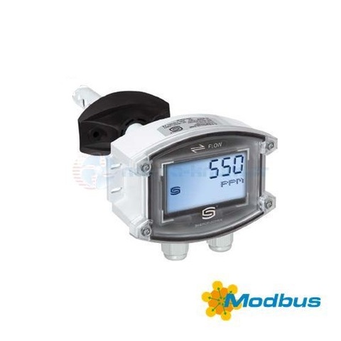 Канальный датчик качества воздуха, углекислого газа, для открытой установки AERASGARD KLQ-CO2-Modbus-LCD от S+S Regeltechnik, с подключением к шине Modbus