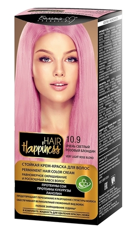 Hair Happiness Крем-краска для волос аммиачная №10.9 светлый розовый блондин Белита-М