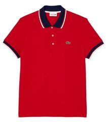 Теннисное поло Lacoste Regular Fit Stretch Cotton Piqu_ Contrast Collar Polo Shirt - red