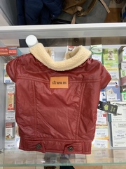 Куртка для мелких пород собак, кожзам, искусственный мех, бордовый