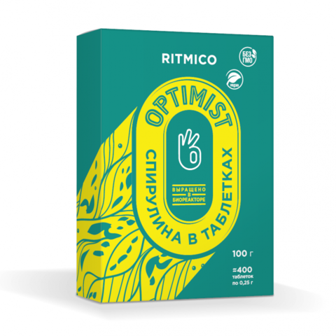 Спирулина в таблетках Ritmico Optimist по 250 мг, 100 г