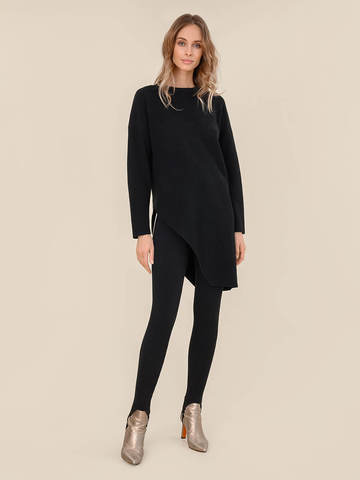 Женский брюки черного цвета из шерсти с контрастной полосой и штрипками - фото 6