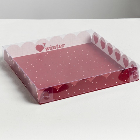 Коробка для кондитерских изделий с PVC-крышкой «LOVE», 21 × 21 × 3 см