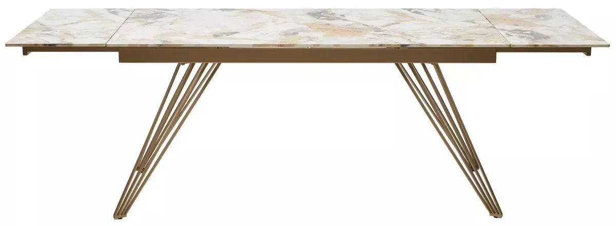 Стол ACERRA NEW 160 GLOSS GRAND JADE SOLID CERAMIC/ каркас цвета шампань, DISAUR