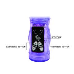 Фиолетовый вибратор-кролик с функцией ротации - 21,5 см. - 