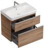 Шкафчик для раковины Geberit Smyle Square, с двумя выдвижными ящиками: B=73.4см, H=61.7см, T=47см, Пекан / Меламин, древесная структура