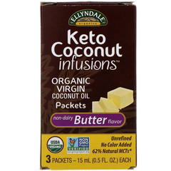 Now Foods, Ellyndale Naturals, Keto Coconut Infusions, безлактозный ароматизатор масла, 3 пакетика, 15 мл (0,5 жидк. унции) каждый