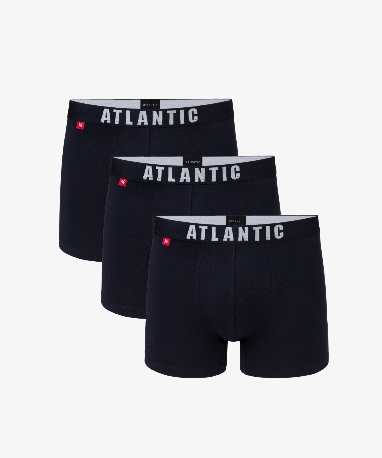 Мужские трусы шорты Atlantic, набор из 3 шт., хлопок, темно-синие, 3MH-011
