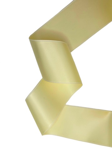 Атласная двусторонняя лента, цвет: разбелённо-жёлтый , ширина: 50 мм
