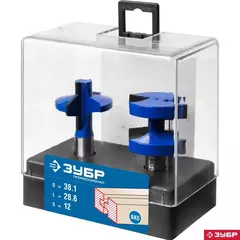 ЗУБР 38.1 x 28.6 мм, хвостовик 12 мм, набор фрез пазо-шиповых, Профессионал (28731-38.1-H2)