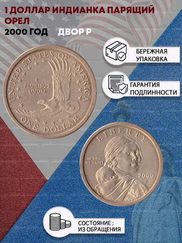 1 доллар 2000 Индианка Парящий орел двор P