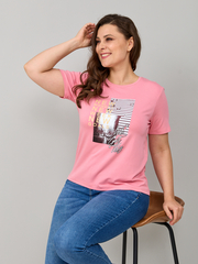 Футболка Фв-107/розовый-город