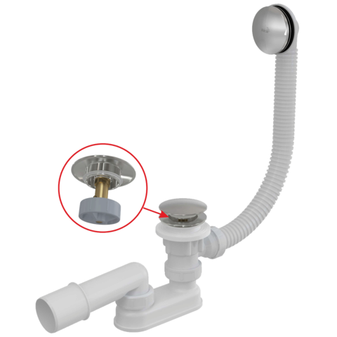 Сифон для ванны click/clack металл, арт.A504CKM-80, арт. A504CKM-80 AlcaPlast
