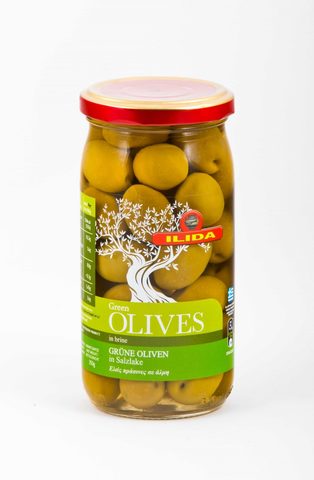 Зеленые оливки с косточкой в рассоле Ilida 350 гр