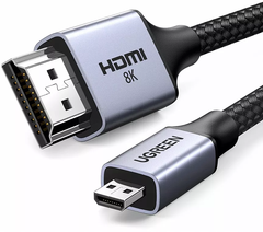 Кабель UGREEN HD164 15516 Micro HDMI to HDMI 8K Cable 1м, Space Gray