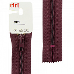 Молния пластиковая брючная неразъемная (Riri, Ткань/пластик, Темно-бордовая тесьма 176737, 18)