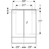 Зеркальный шкаф Geberit Acanto с подсветкой, две двери: B=60см, H=83см, T=21.5см, Тип штекера=CEE 7/16, дуб Мистик / меламин, структура дерева, с зеркальным покрытием снаружи