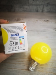 Лампа светодиодная. Желтая, 3Вт, цоколь E27. 220-240В.
