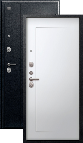 Теплая дверь входная Сезам V-03 (2025), 2 замка, 1 мм металл, (черный муар+белый кашемир)