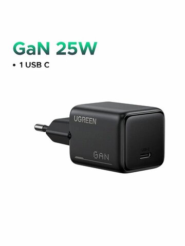 Зардяное устройство UGREEN X517 (65736) 25W USB-C GaN Fast Charger EU, черный