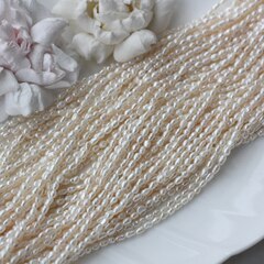 Жемчуг натуральный речной, рис, 3,5-4,2 мм, 1 нить, Ж018