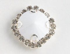 Стразы пришивные стекло в оправе "Круг", d 18 мм, белый