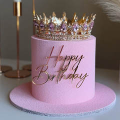 Декоративная корона на торт, золото (Розовые камни)